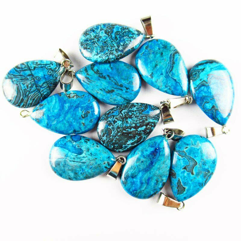 10pcs 27x16x6mm Natural Blue Crazy Lace Agate Teardrop 37g Pendant A-148SK