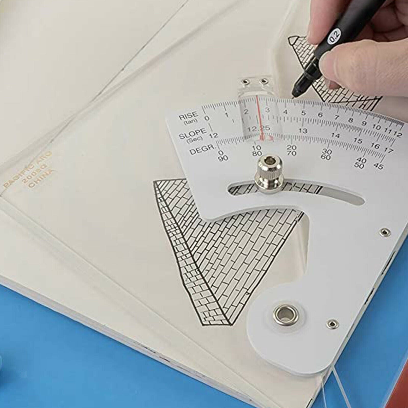 Drafting Triangle Ruler Adjustable Scale Architect Engineer Plain Edge