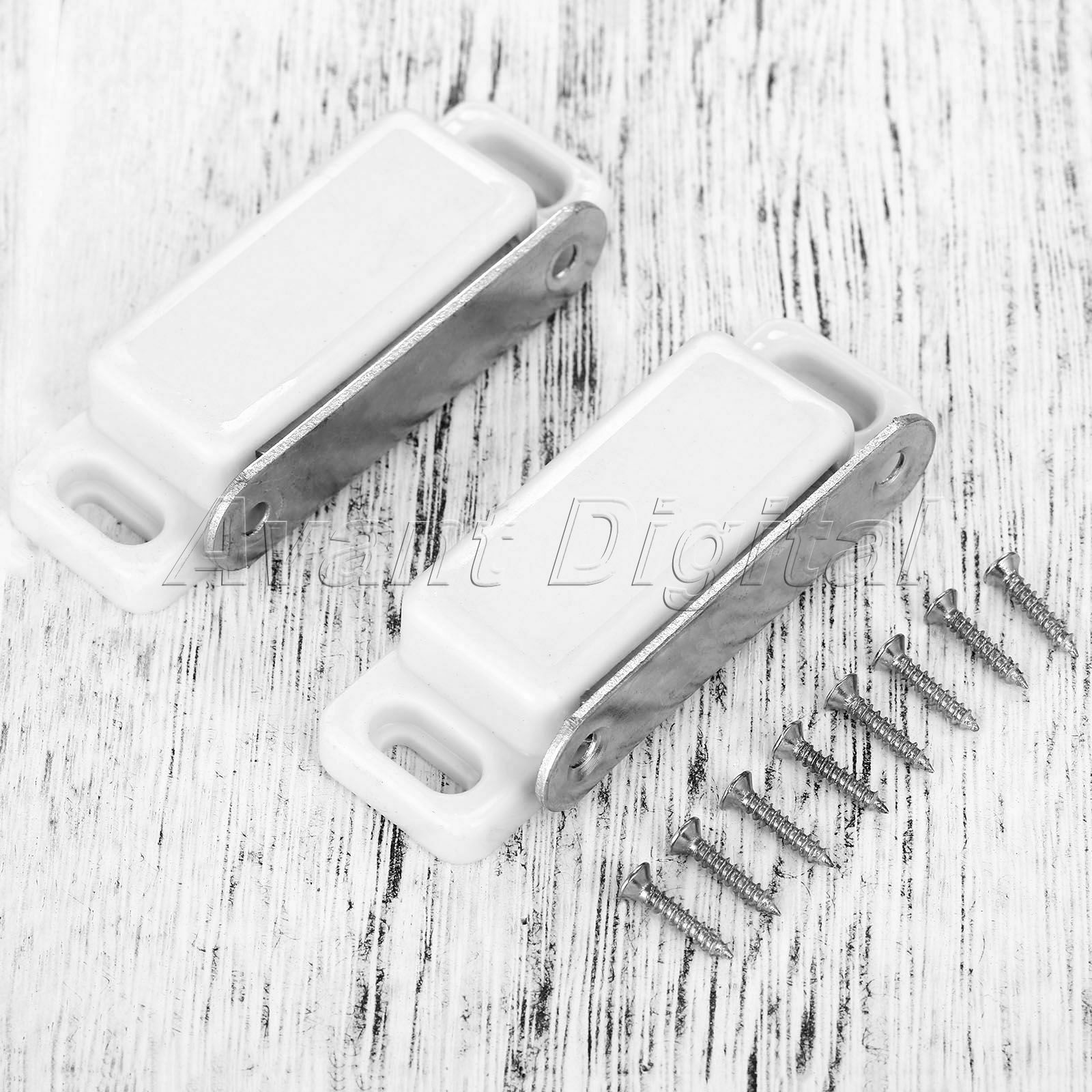 New 2x Magnetic Cupboard Door Catch Strong Furniture Cabinet Latches & Screws