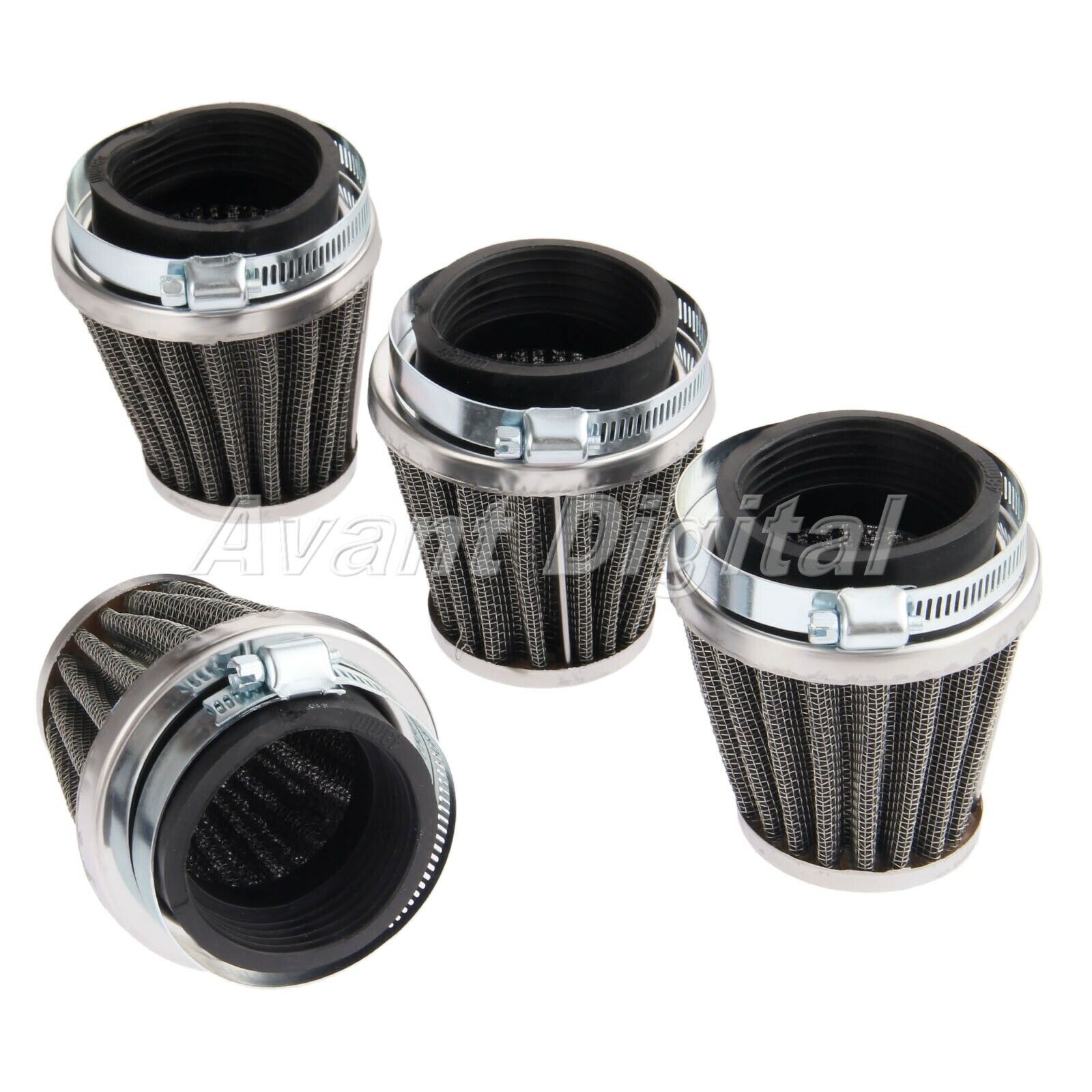 4X Double Layer Steel Filter Gauze Clamp-on Air Filter 48mm for ATV Motorcycle