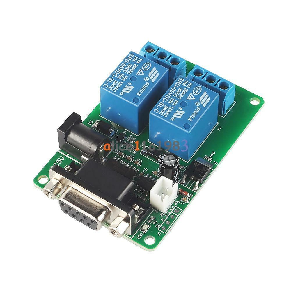 5V 2 Channel RS232 DB9 Serial Control Relay Switch Board SCM PC Relays