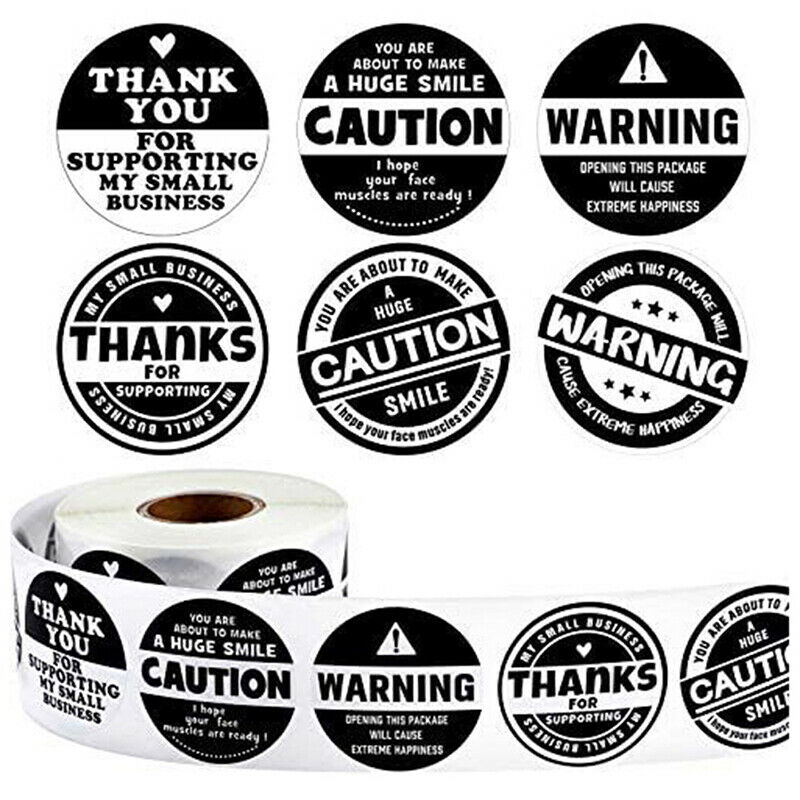500pcs Black and White Adorable Warning Stickers Labels Extreme Happiness.l8
