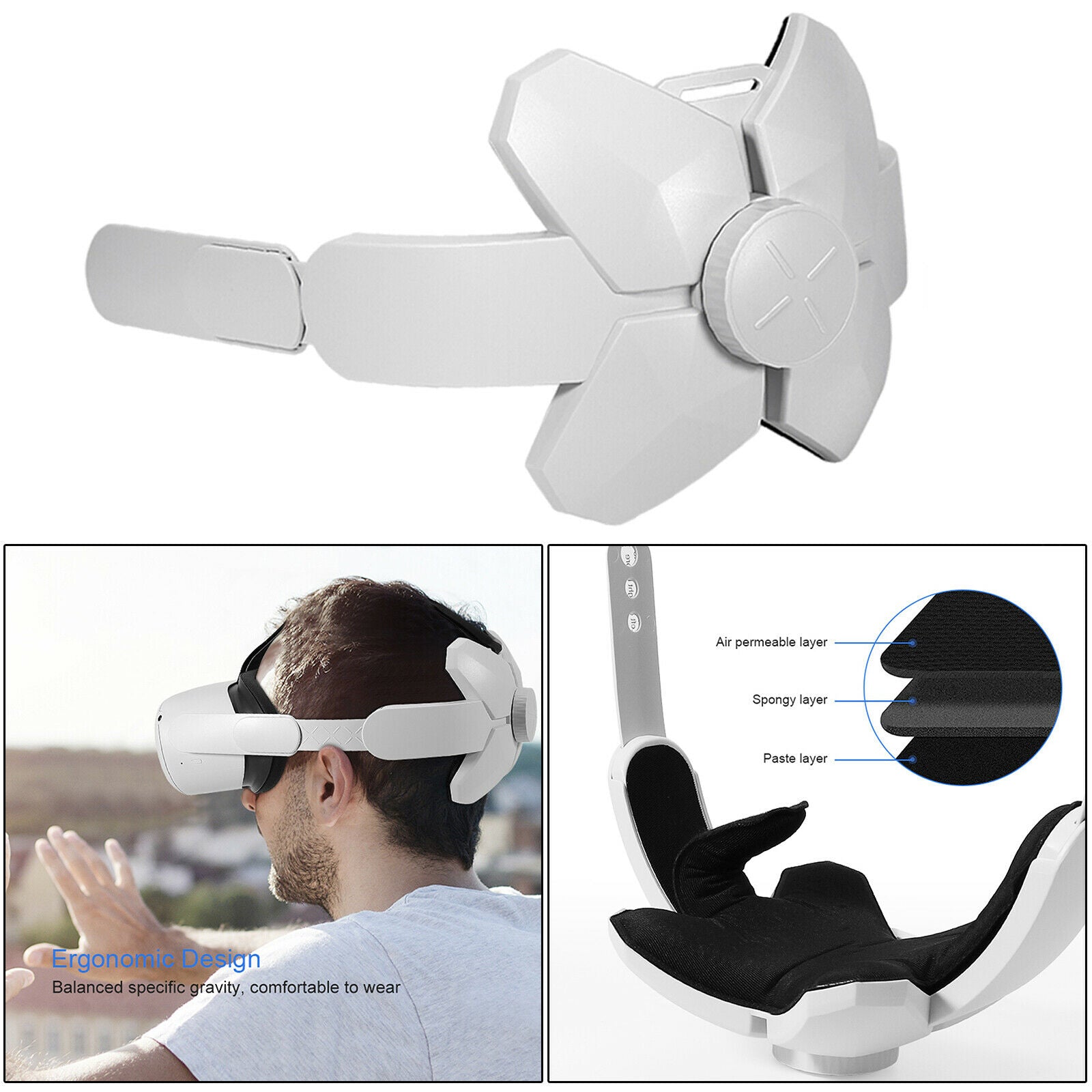 Headband for Quest 2 Comfortable Head Strap Reduce Pressure Parts
