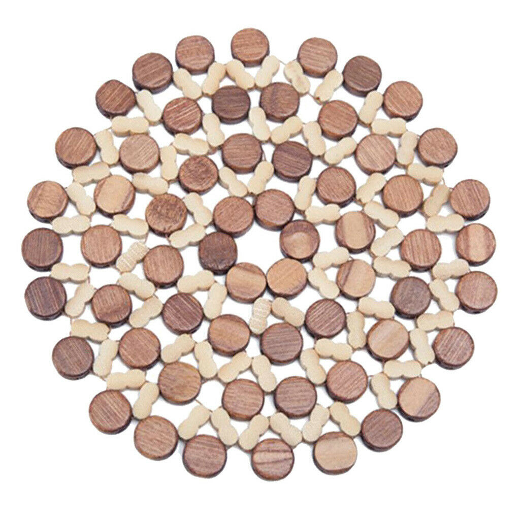 3xHollow Bamboo Trivets Wood Trivets for Table Hotpads for Kitchen Dia 22cm