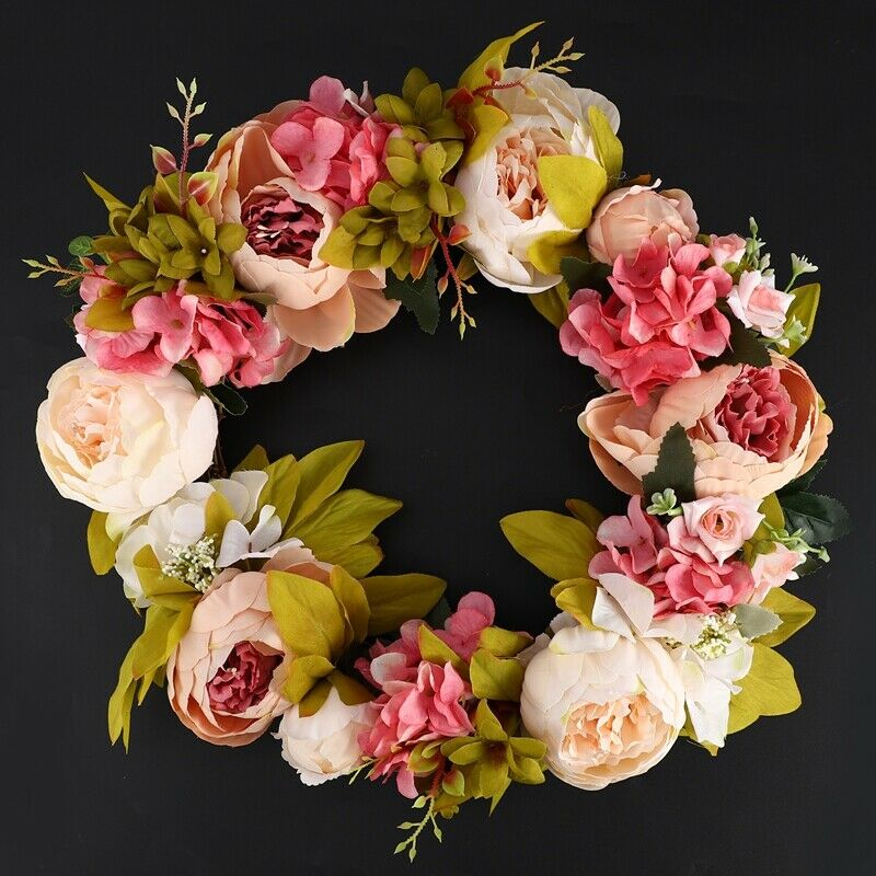 Artificial Flower Wreath Peony Wreath - 16inch Door Wreath Sp Wreath Round WreQ1