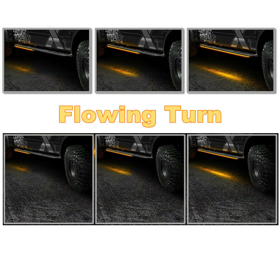 Universal 2pcs 60" Side Kick Still Scuff Running Board Strips Sequential Flowing