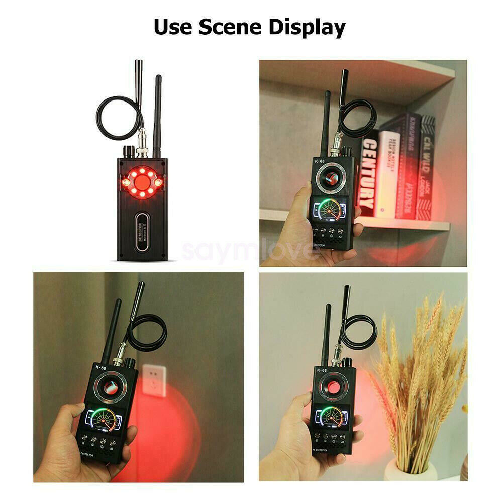 K68 Wireless RF Bug Signal Detector Anti Spy Camera Lens Bug Finder Full Range