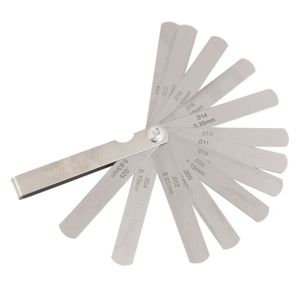 Metric/Inch Feeler Gauge w/ 15 Blades Valves Tools for Valve Spark Plug Gaps