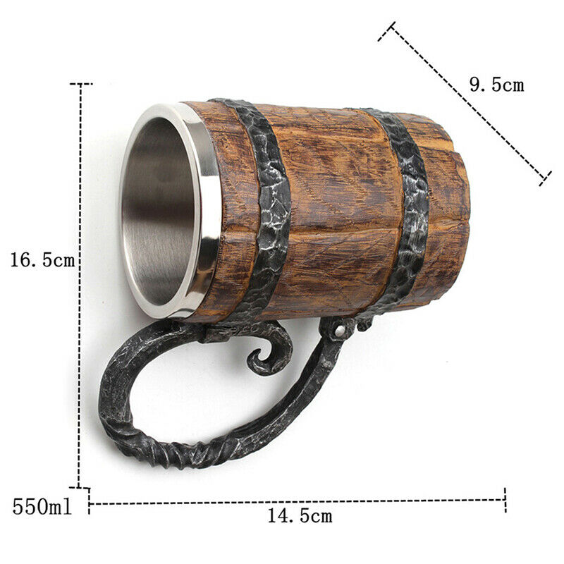 New Simulation Crude Wood Mug Double Wall Insulated Beer Cup Wine TumblerBDAU