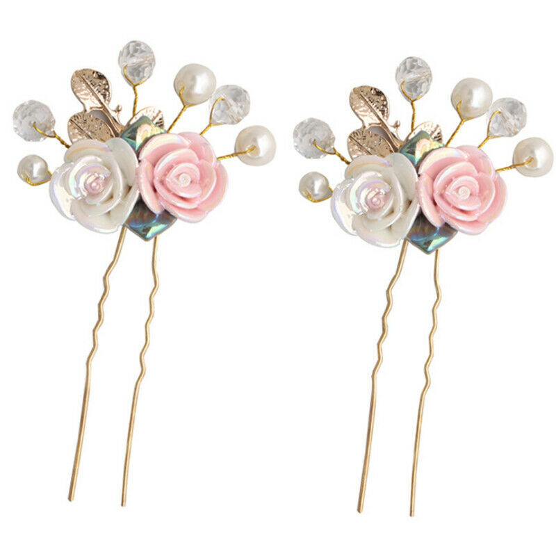 Rose Flower Hairpins Wedding Crystal Headdress Wedding Crystals Pearls He.l8