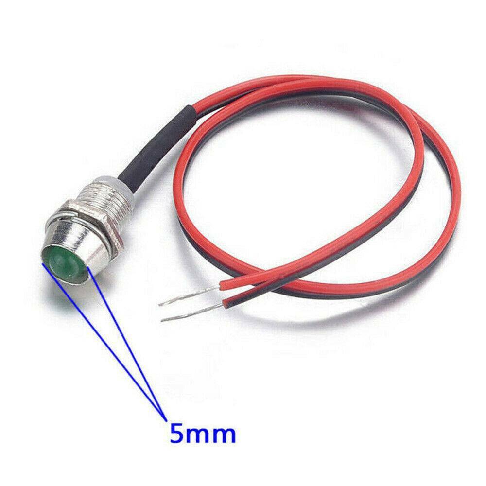 10PCS 8mm 12v LED Pilot Panel Dash Signal Indicator Warning light w/ 20cm cable