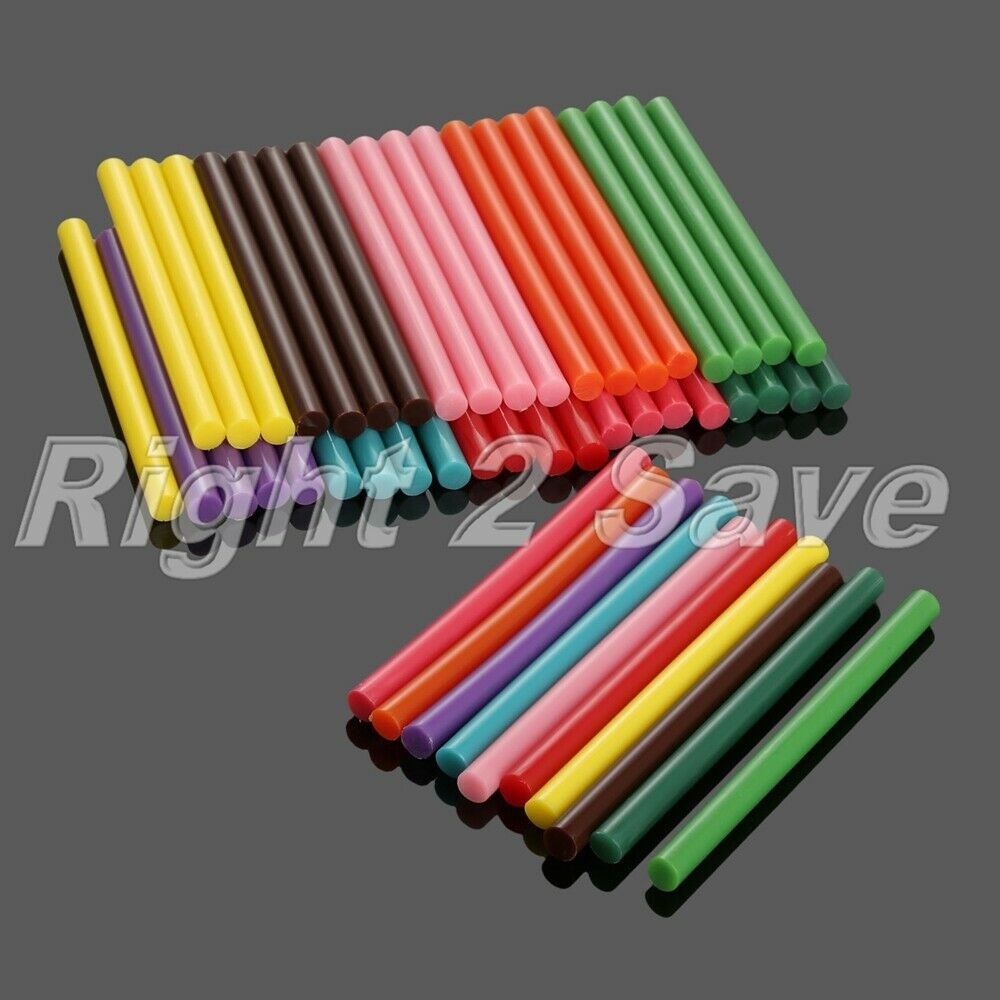 50Pcs 7mm*100mm Hot Melt Glue Gun Sticks EVA Glitter Powder 10 Colour DIY Crafts