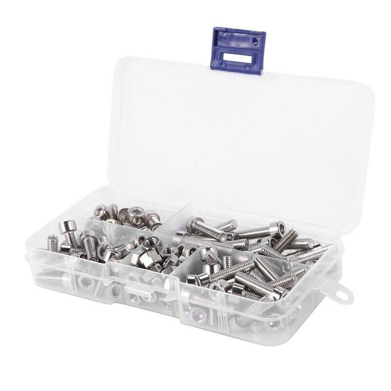 1X(120Pcs M5 Stainless Steel Metric Hex Socket Head Cap Screws Nuts Assortme9R3)