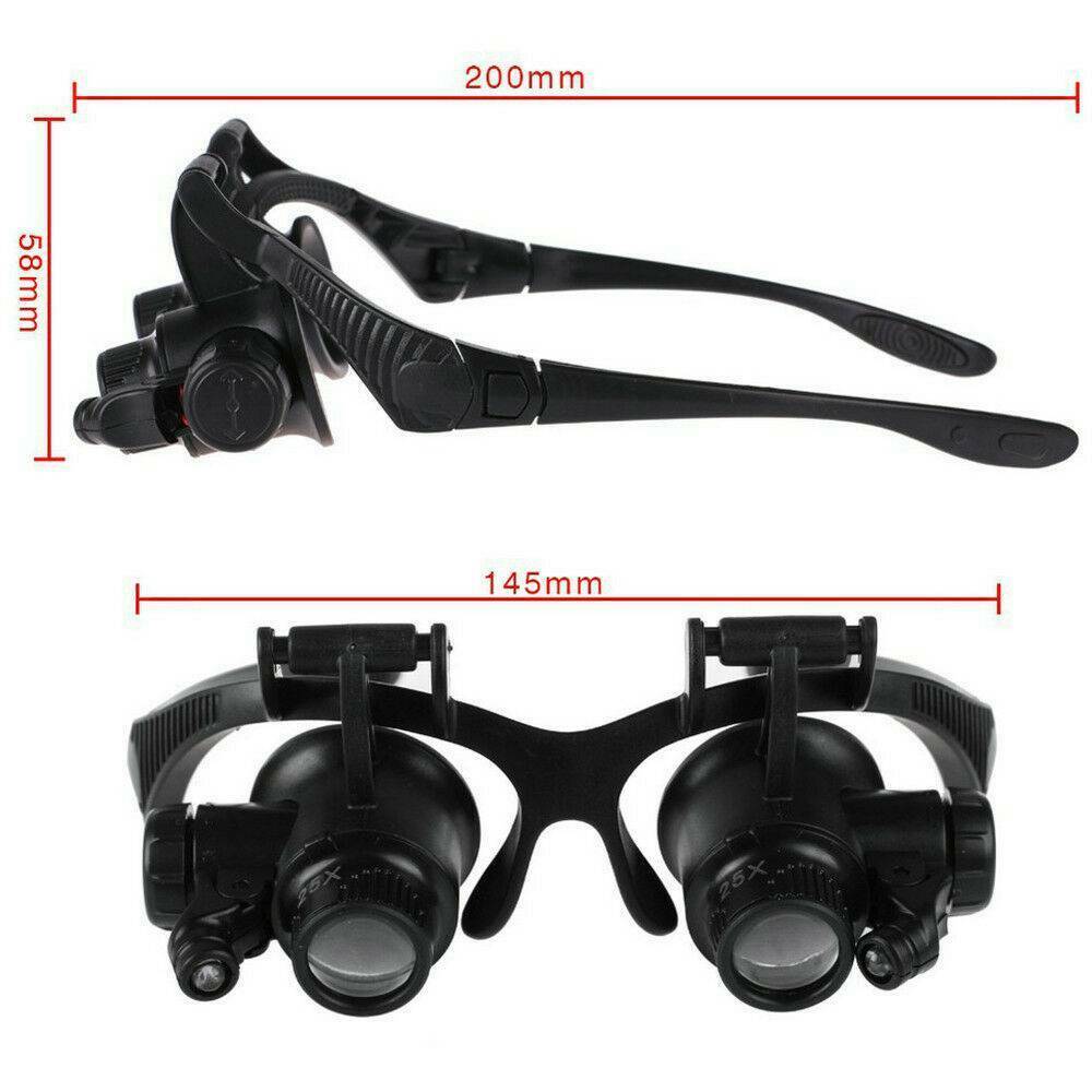 Magnifier Magnifying Eye Glasses Loupe 8 Lens & LED Light Jeweler Watch Repair.