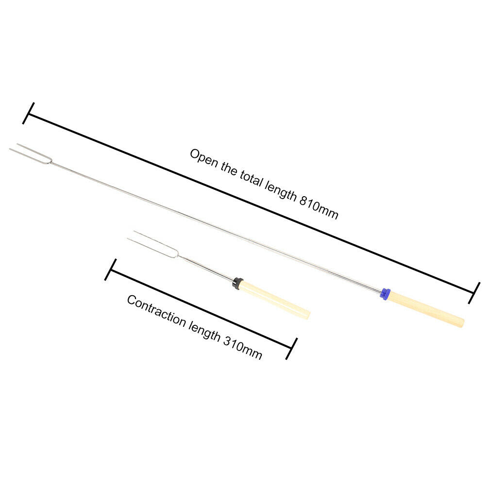 5Pcs Outdoor BBQ Forks Stainless Steel Telescopic Camping Barbecue Sticks Tool