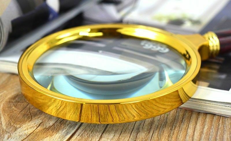 90mm Handheld 6X Wooden Handle Magnifier Magnifying Glass Loupe Reading Jewelry
