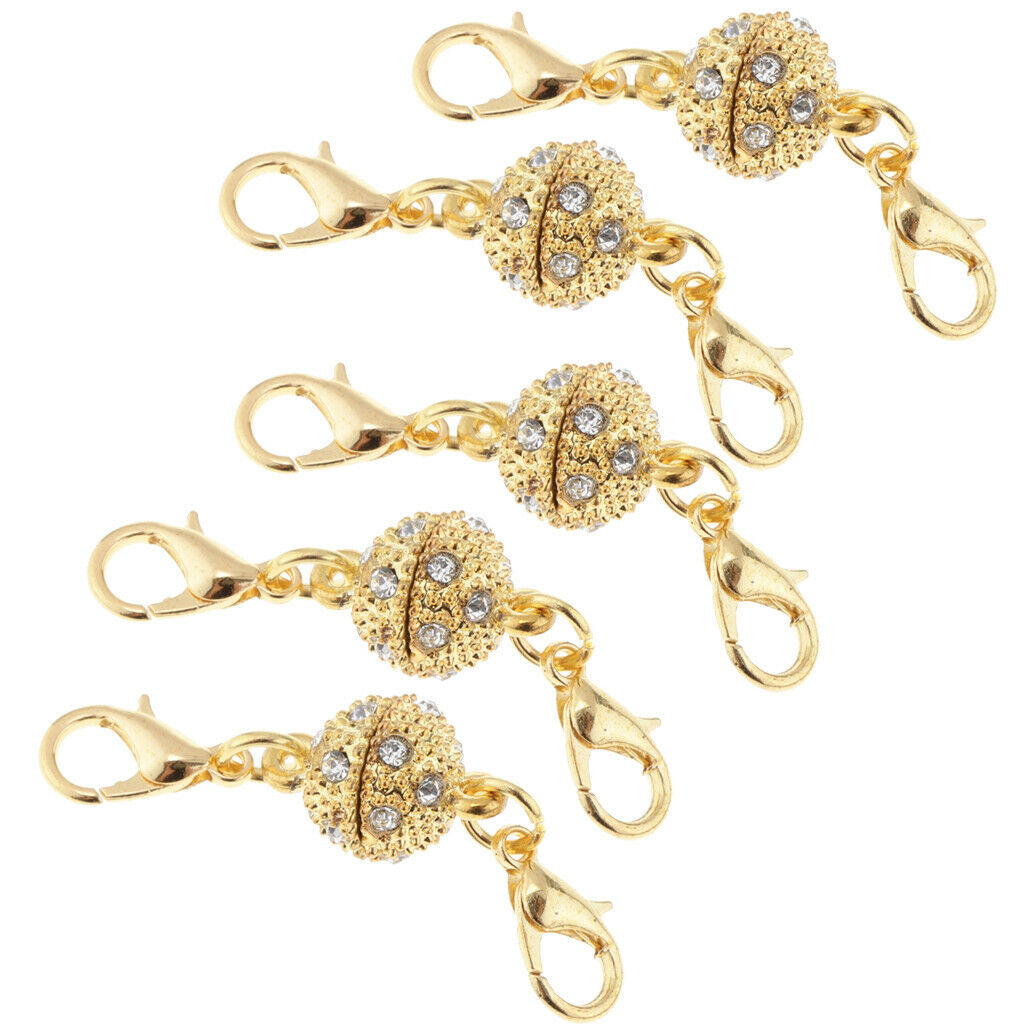 10Pcs 8mm Crystal Round Ball Lobster Clasp Hook Magnetic Connector Craft DIY