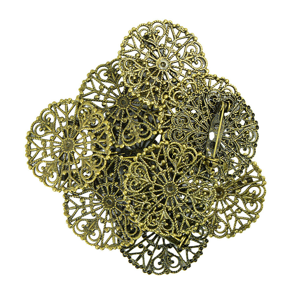 10 Pieces Filigree Blank Flower Brooch Lapel Pin Settings
