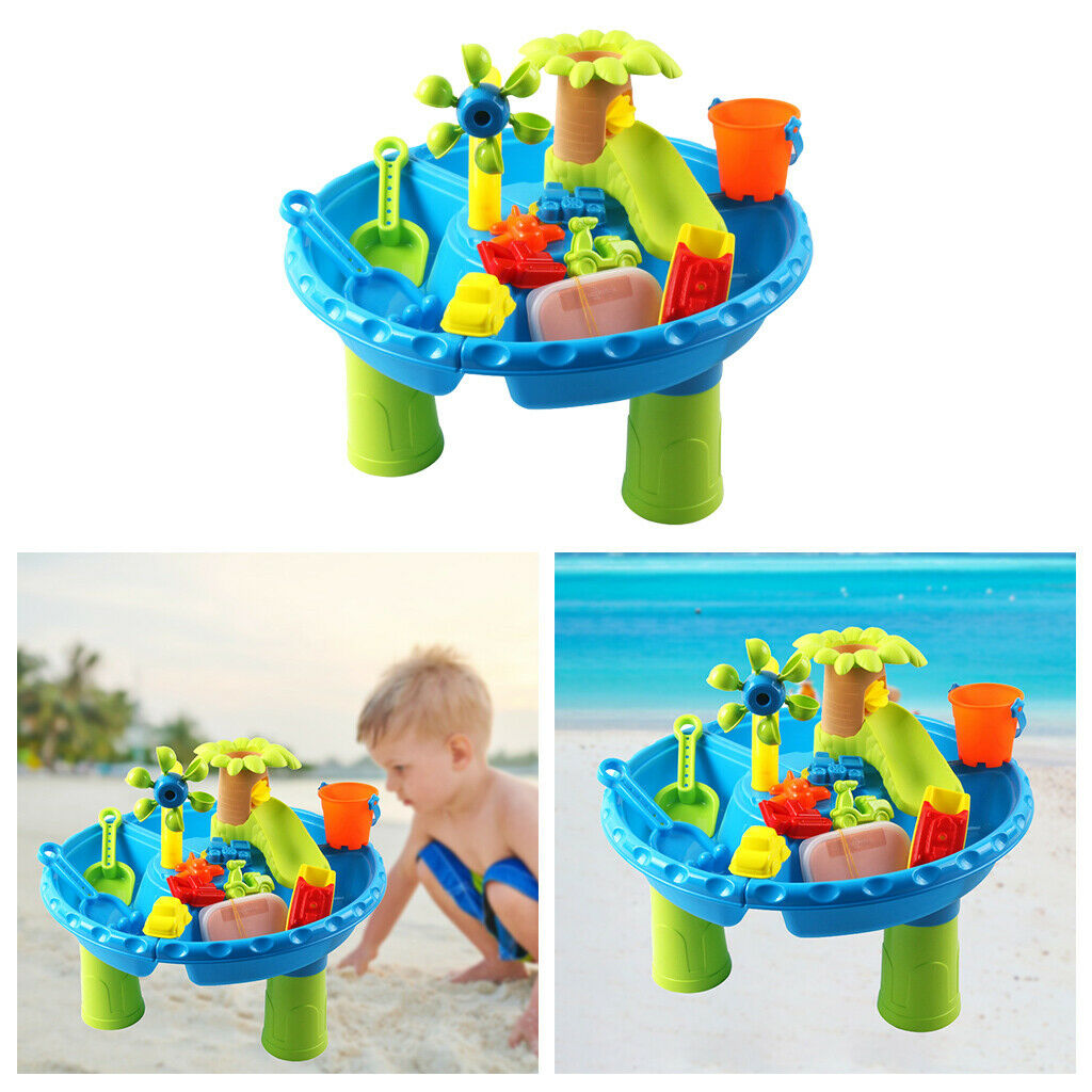 4-in-1 Summer Sand Water Table 22PCS Sandpit Water Toys Kids Outdoor Toys