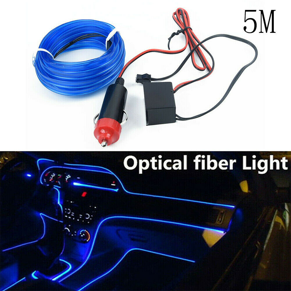 5Meters LED Car Interior Decor Blue Atmosphere Wire Strip Light Lamp Accessories
