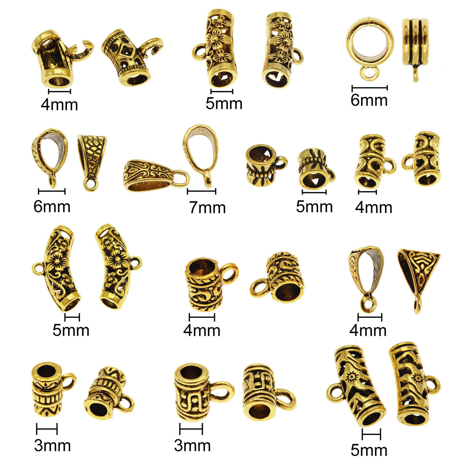 30 Mix Retro Alloy Bead â€‹Bail European Charm Bracelet Pendant Jewelry DIY Crafts