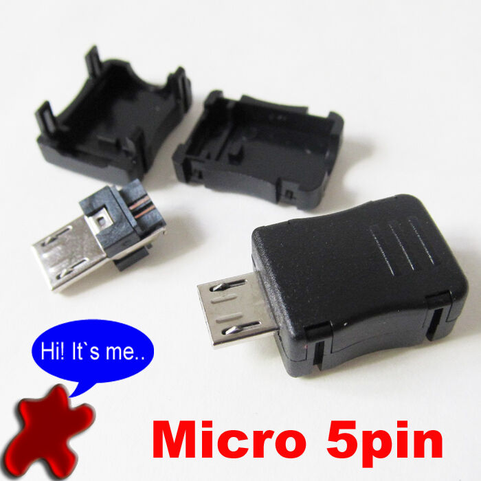 100sets Micro USB 5 Pin Male Plug Socket Connector Plastic Cover for DIY