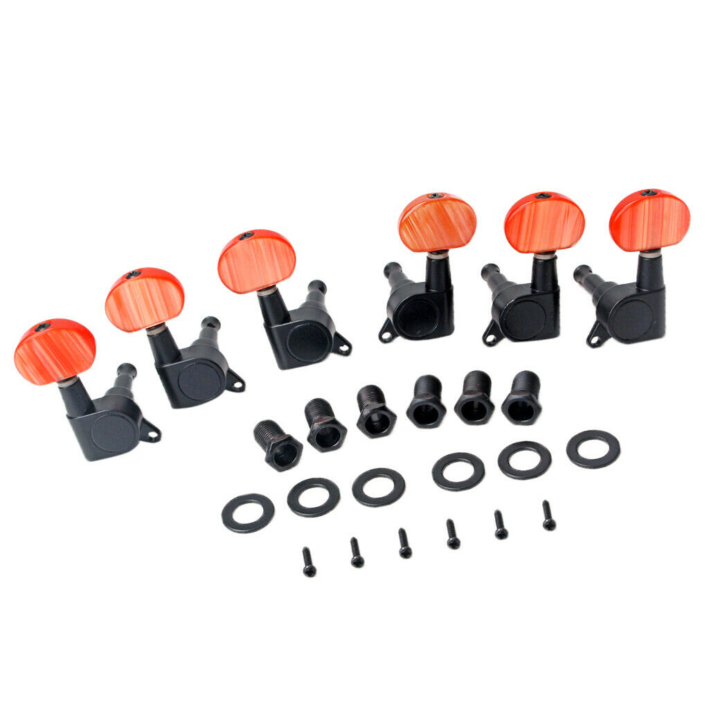 6 Pieces 3L3R Acoustic Guitar Tuning Pegs Keys Tuners with Red Buttons