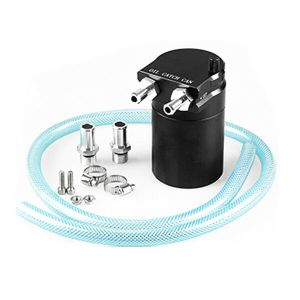 Black Aluminum Baffled Oil Catch Can Tank Reservoir Breather With Fittings Solid