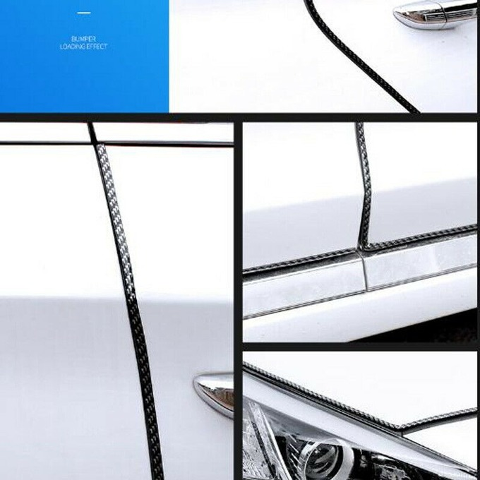 5M Carbon Fiber Car Door Moulding Rubber Scratch Protector Strip Edge Guard Trim