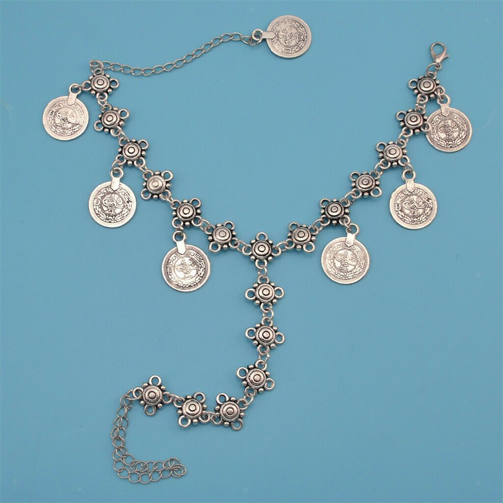 Bohemian Style Coin Toe Chain Link Anklets Bracelet Foot Jewelry Accessory