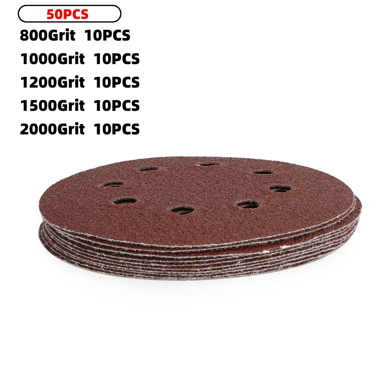 800-2000 Grit 50 Mixed Grit Sanding Discs for Orbital Sander 125mm / 5inch BS5