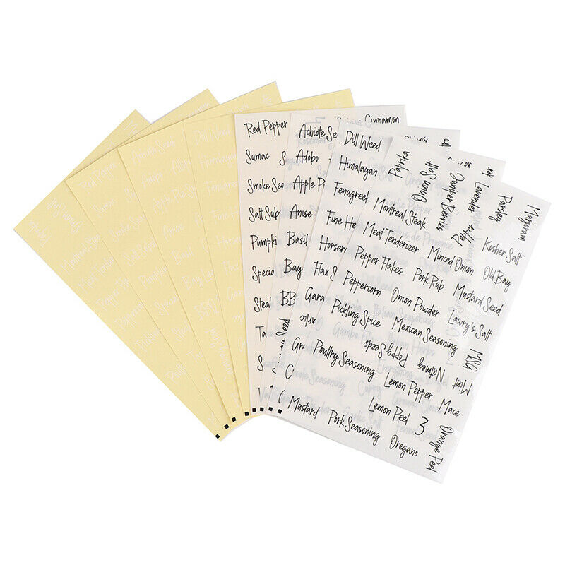 Transparent Spice Stickers Waterproof Black White Preprinted Pantry StickersFCA