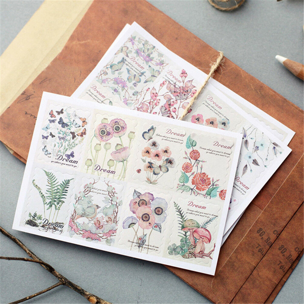Hand-Painted Flower Plants Decorative Adhesive Stickers DIY Decor Diary St.l8