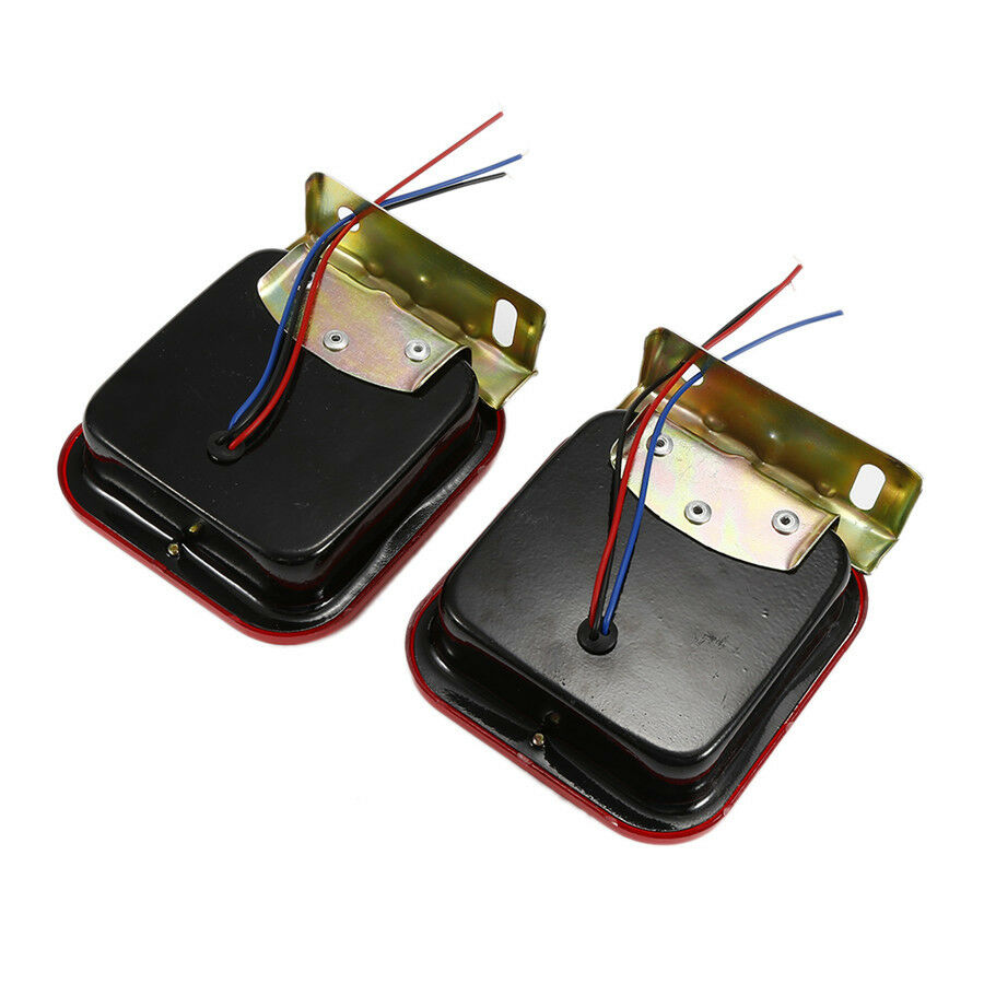 2 Piece Waterproof Red LED Square Tail Brake Turn Signal Lights for Truck RV Car