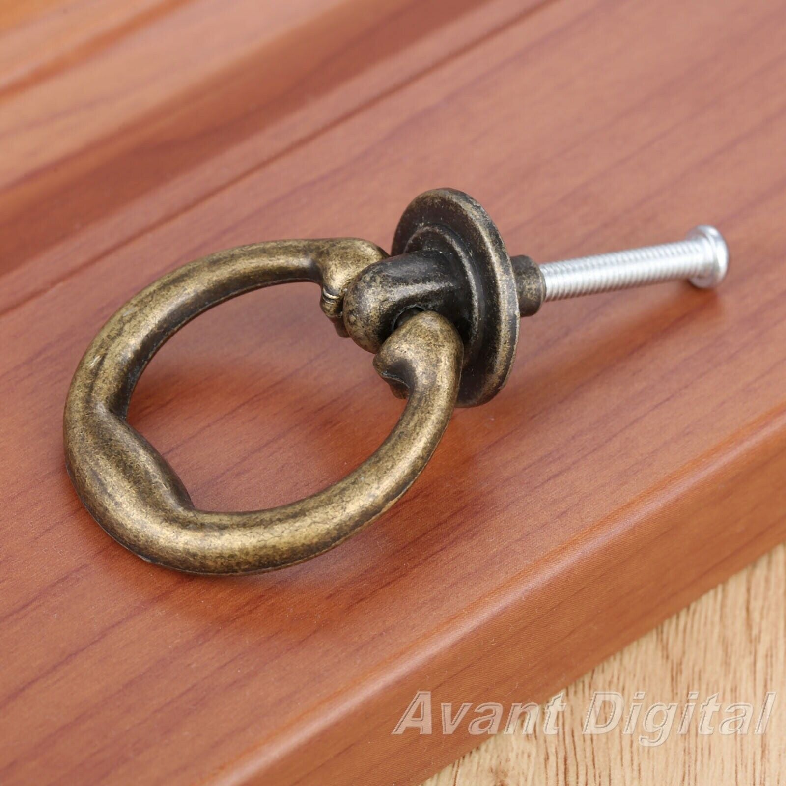 1Pc 46*36MM Cabinet Kitchen Drawer Door Knob Retro Bronze Tone Ring Pull Handle