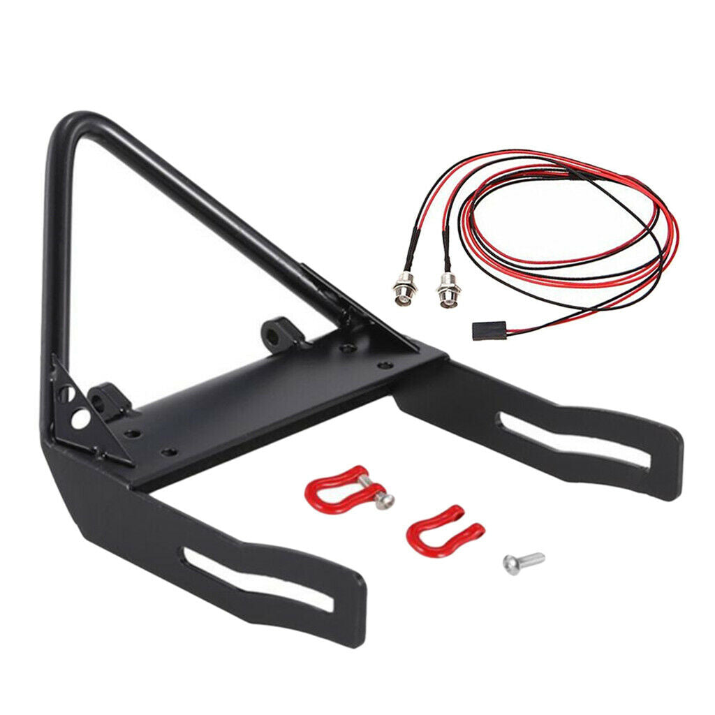 1:10 Front Bumper Bull Bar with 2 LED HeadLights for 1/10 Axial SCX10 RC Car