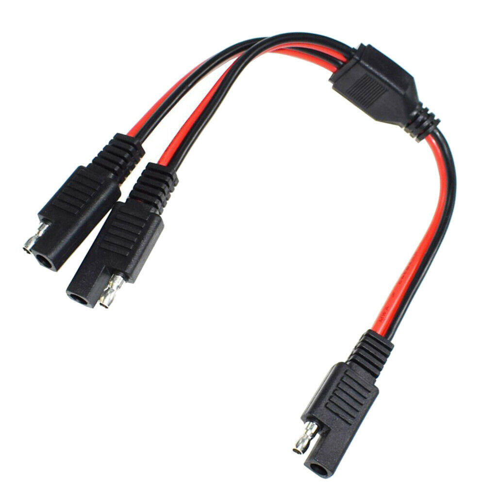 DIY 1 to 2 14 AWG 2 Pin SAE to SAE Power Extension Cable Adapter Connector