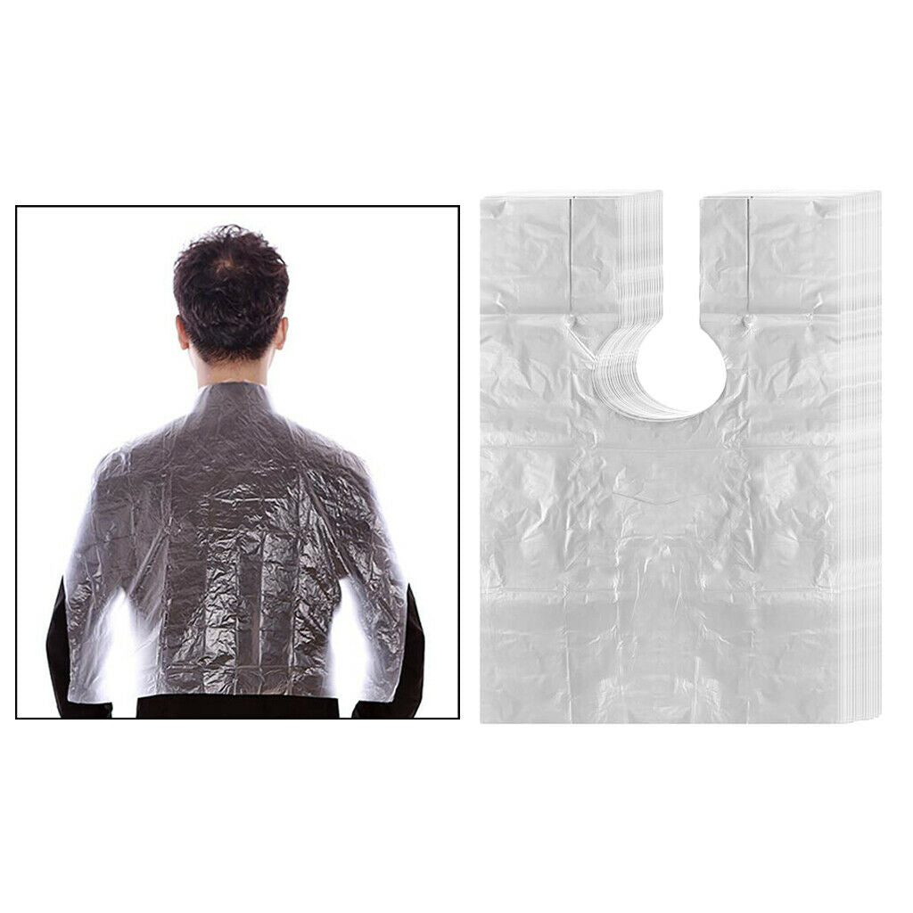 100x Disposable Haircut Capes Barber Home Shawls Perm Apron with 4Pcs Hair Clips