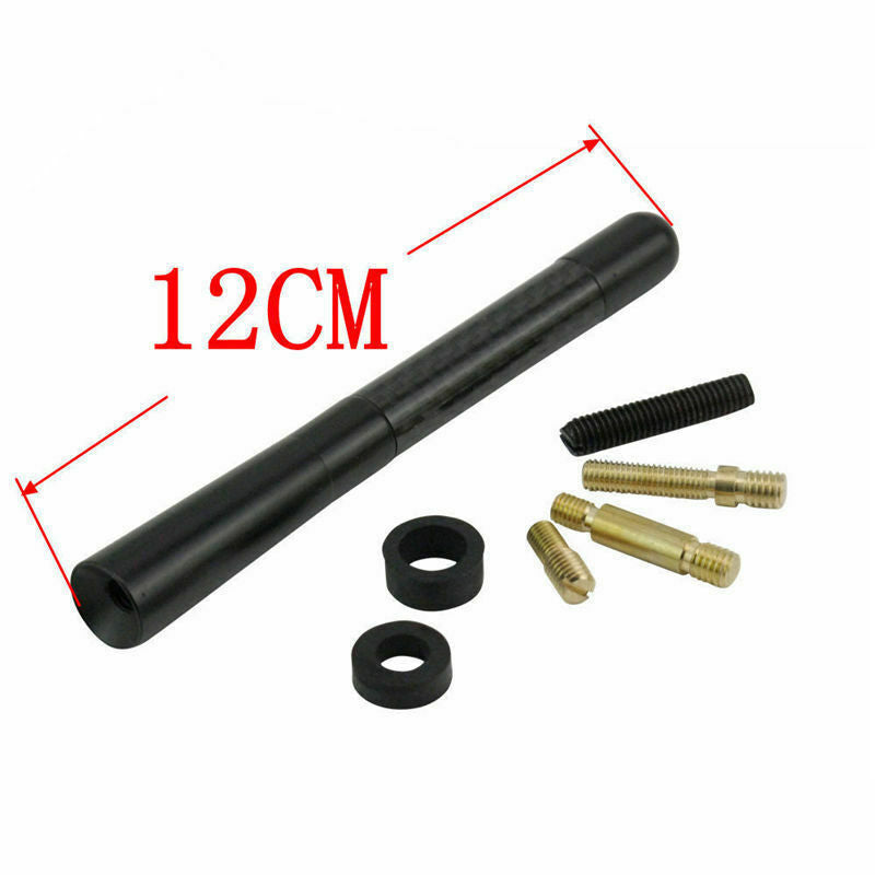 Car Auto Aerial Antenna 4.7" Aluminum Alloy Carbon Fiber FM AM Radio Universal