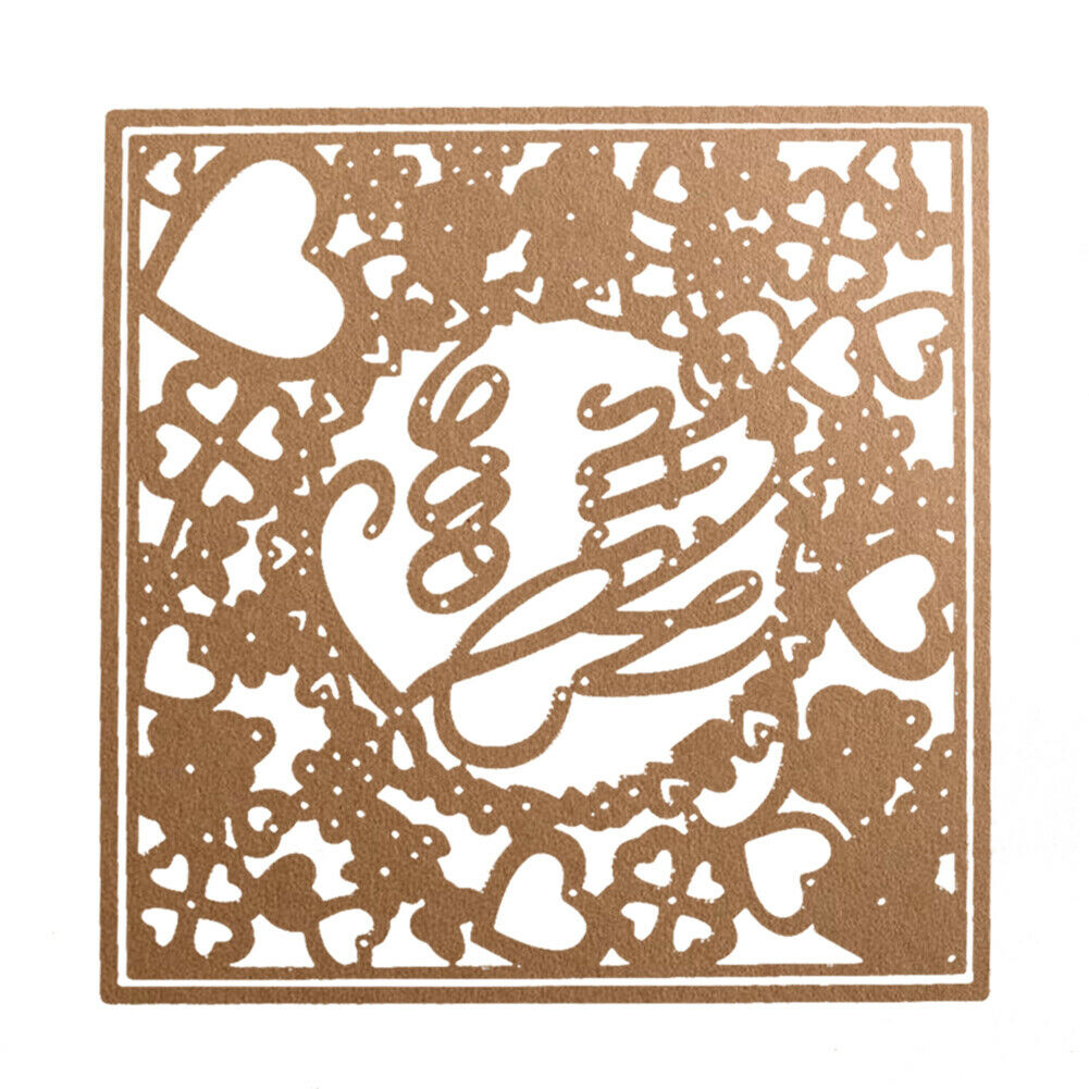 2 X With Love Square Photo Cutting Dies Stencil DIY Scrapbook Mould Craft @