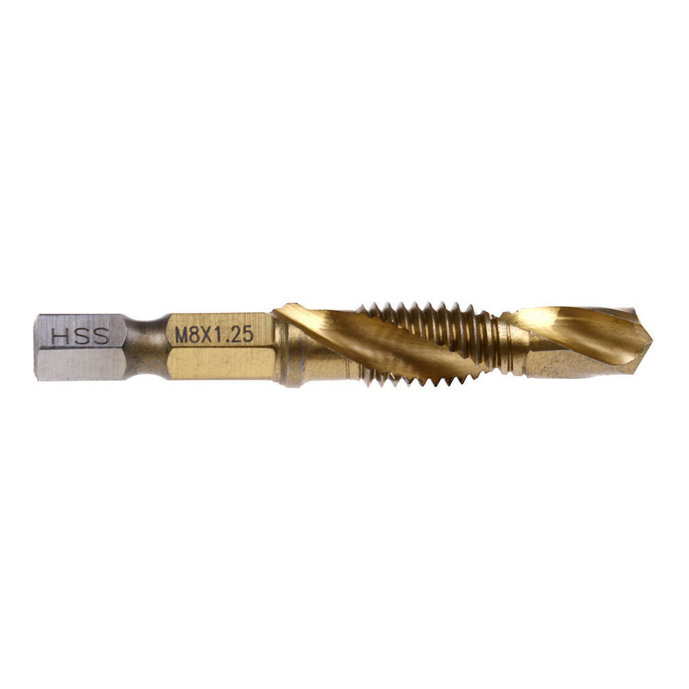 6pcs Hex Shank Titanium Plated Screw Thread Drill Bits Set Compound Tap M3-  Qx