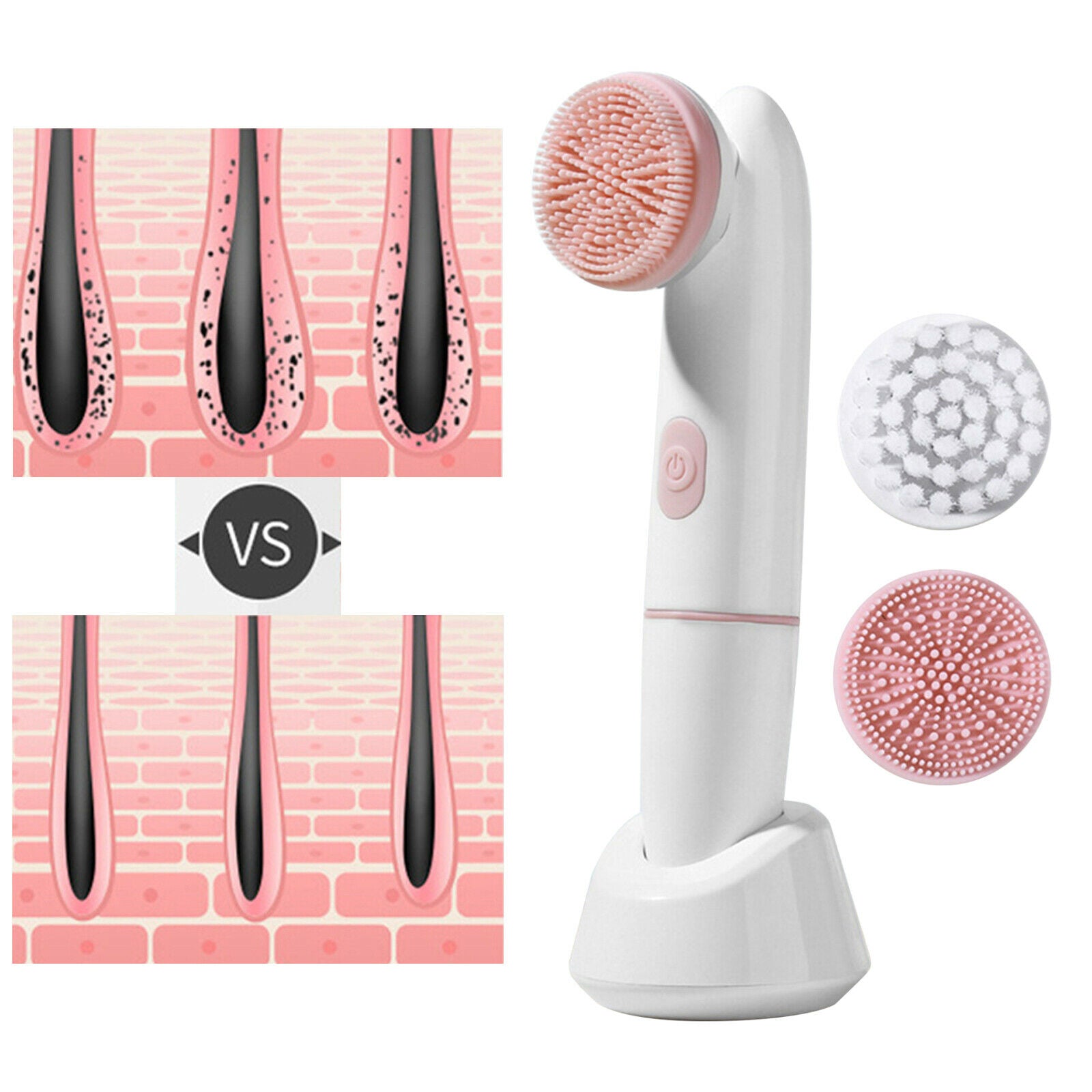 2 in 1 Electric Facial Cleansing Brush Acne Waterproof Massaging Massager