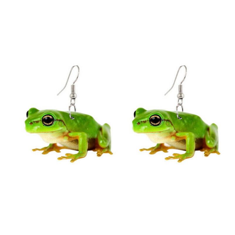 Cute Green Frog Earrings Dangle Drop Animal Jewelry For Girls Party Charms G Pb