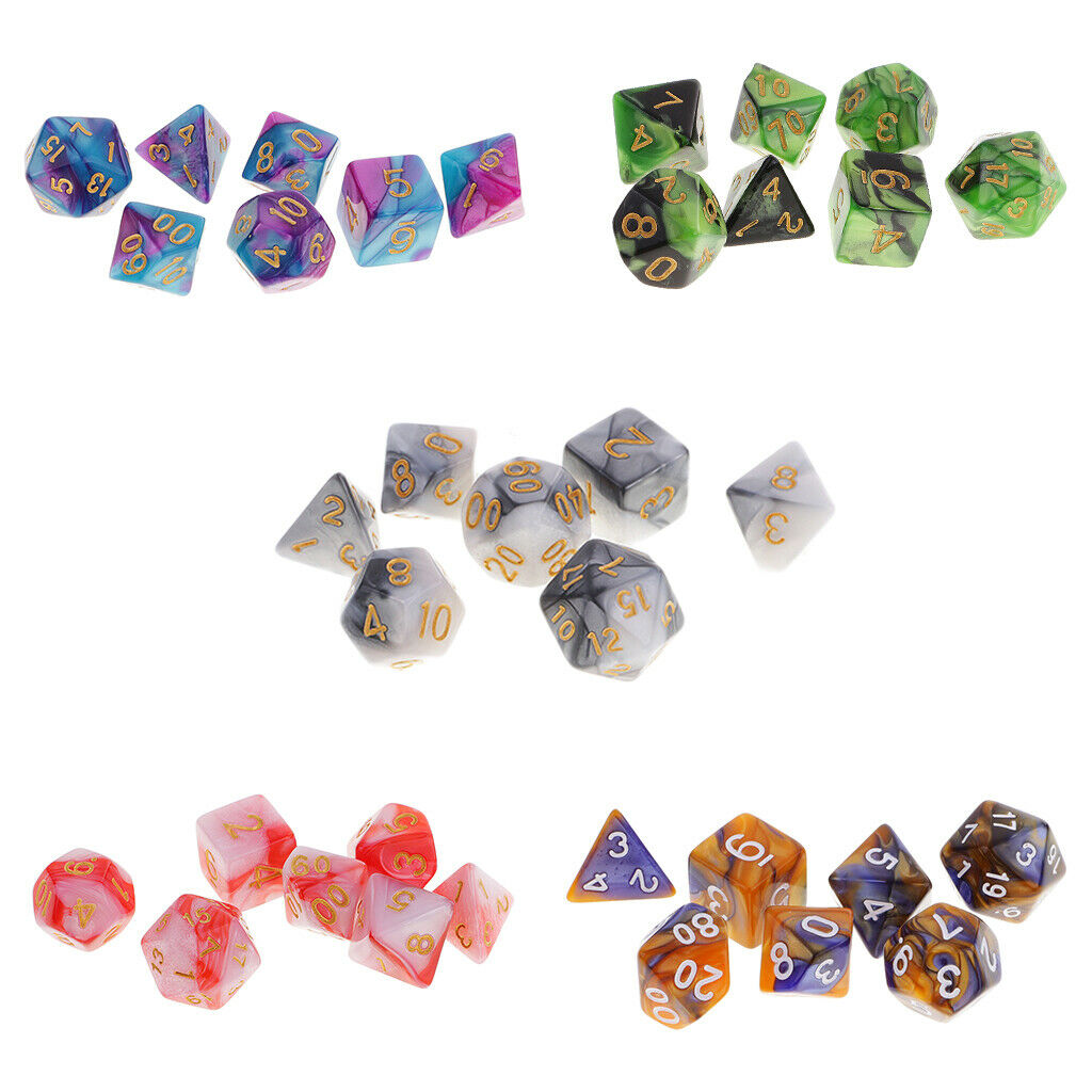 7 Acrylic Dice Polyhedral Dice D4 D6 D8 D10 D12 D20 Roleplay Prop Red White