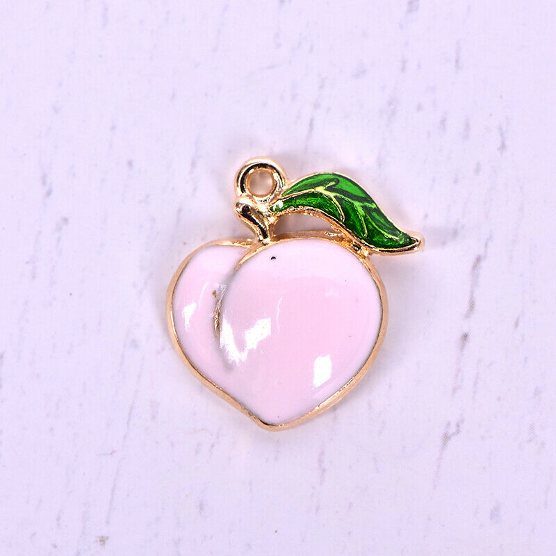 10x Fruit Peach Enamel Alloy Charms Pendant DIY Craft Jewelry Findings Gi.l8