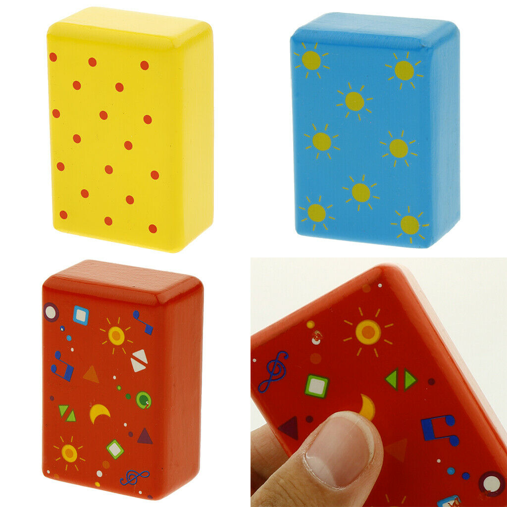 Wooden Cuboid Shaker Rattle for Baby Kids Early Developmental Toys Blue