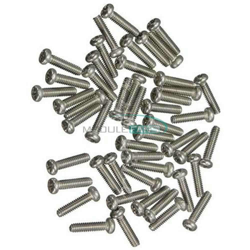 50PCS Stainless Steel M2X6mm Screws Round Head Plain End Metric Machine