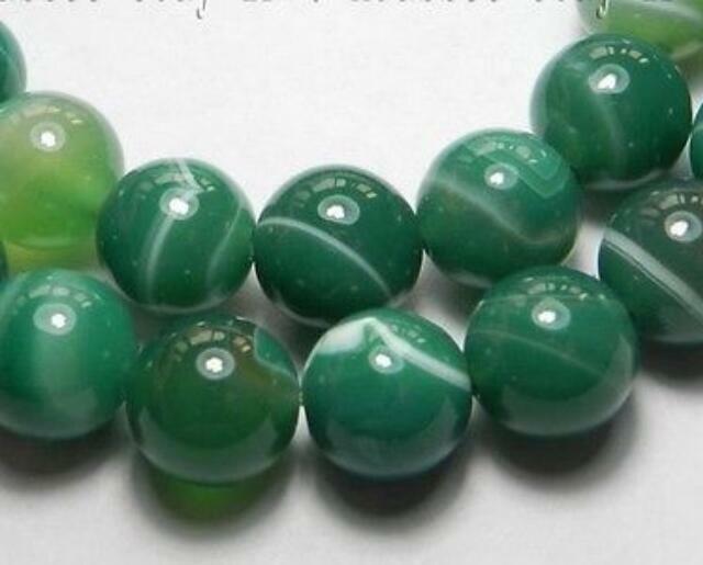 8mm Natural Green Stripe Agate Onyx Round Gems Loose Beads 15''AAA