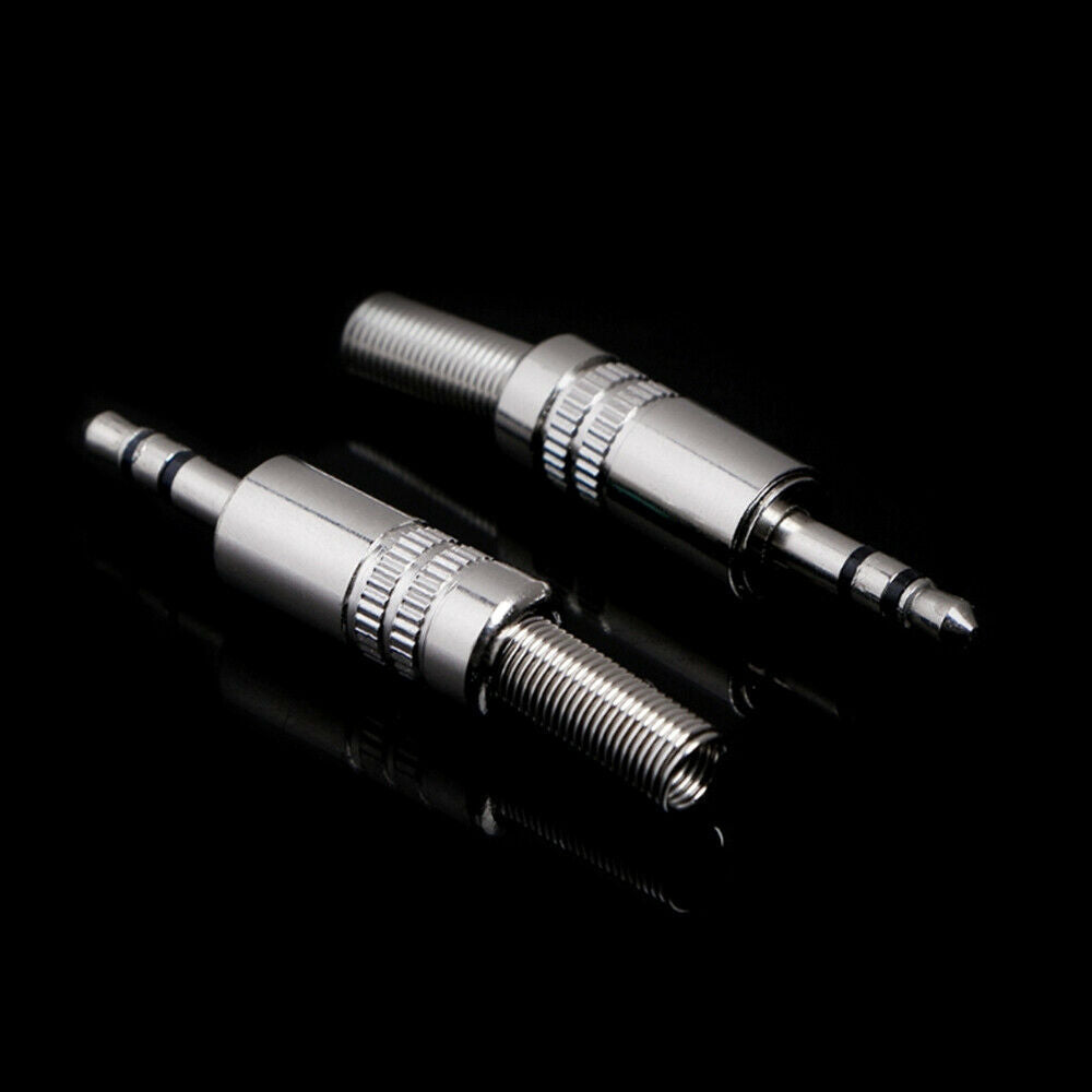 5Pcs/lot Nickel plating 3.5mm 3 Poles Stereo Jack Plug Cable Solder Adapter