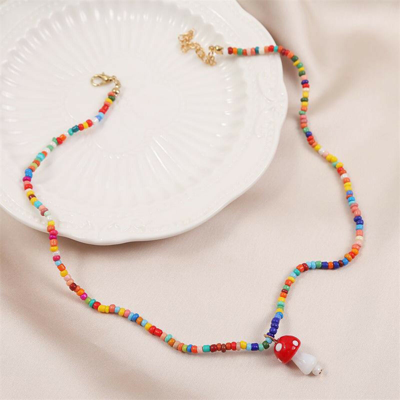 Cute Mushroom Pendant Necklace Mushroom Choker for Women Girls Daughters